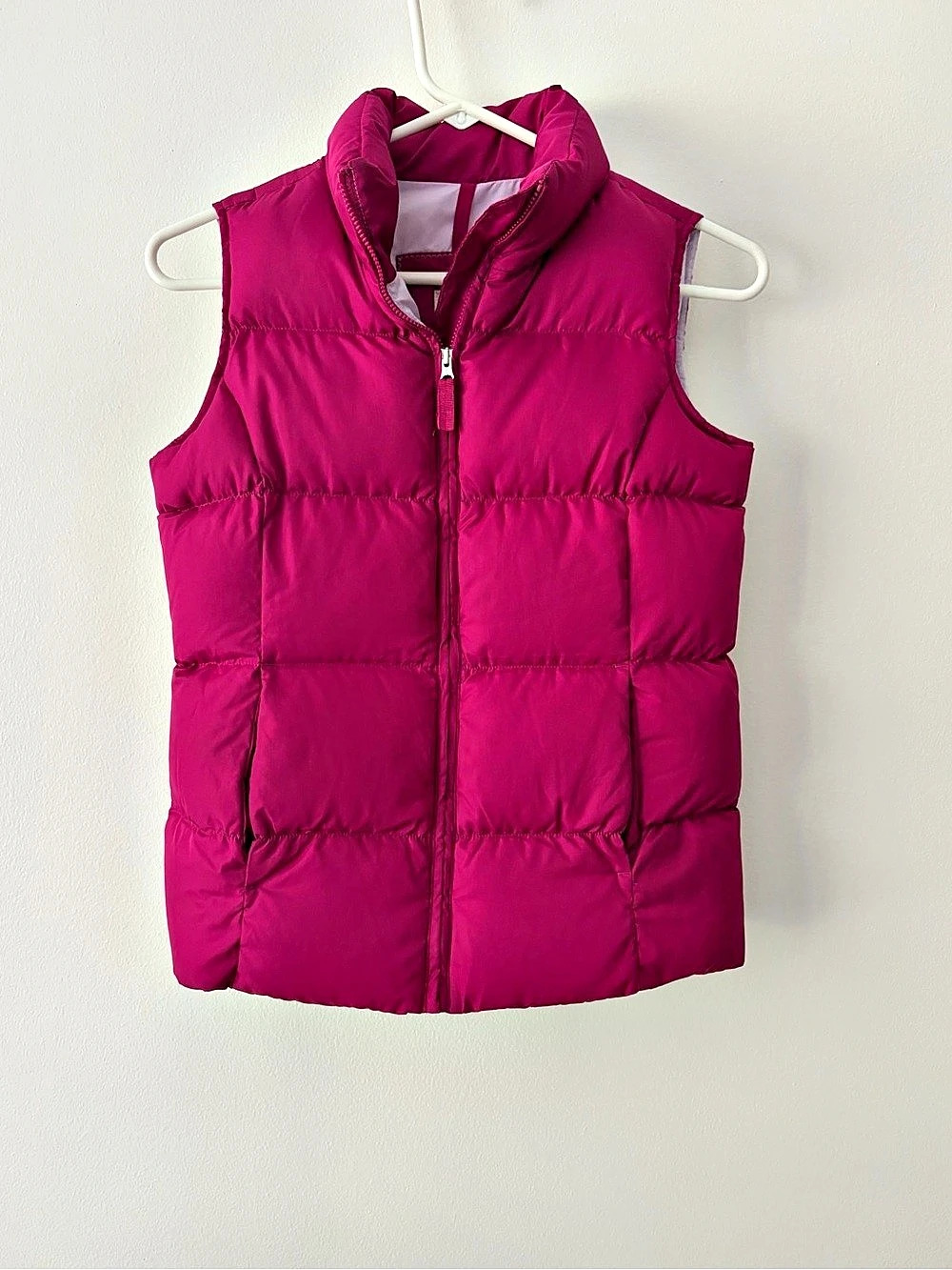 Lands' End Kids Puffer Winter Vest Pink Girls Small 7/8